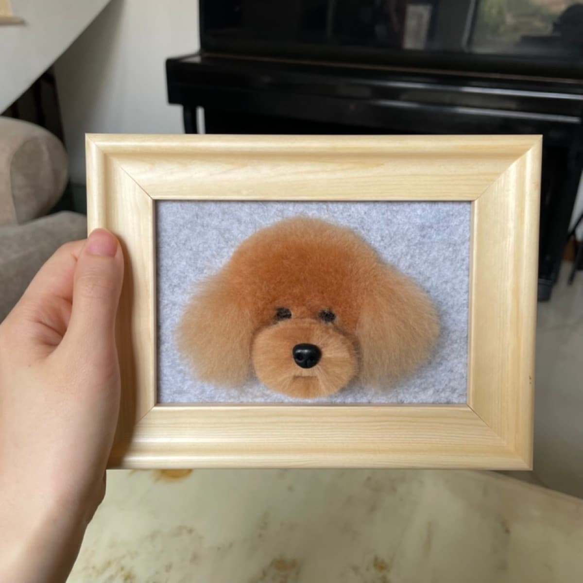 Brown poodle framed portrait